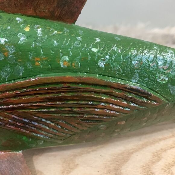 Handcrafted & Hand Painted Folk Art Wood & Metal Fish Spearing Decoy - Picture 7 of 17